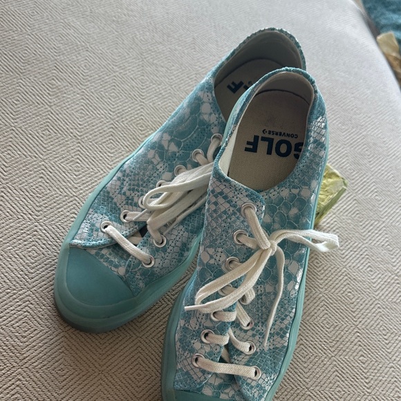 Converse Aqua faux snakeskin Sneakers with Lace Detail UNISEX - Picture 3 of 5